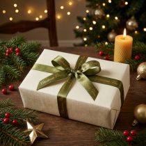 Artikel Julband Christmas Time Band Grönt Guld 15mm 20m