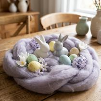 Artikel Dekorativ ull, ljuslila, 2m ullsnöre, tovad ull för hantverk och blomsterdekorationer