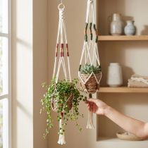 Artikel Hängande ljus blomkruka macrame kräm Ø12cm H85cm 2st