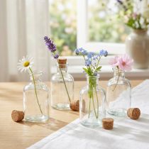 Artikel Glas Vas Flaskor Dekorativ Vas med Kork H10,5cm 8 st