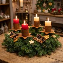 Artikel Stjärnljusstake för uppklistring, rostbehandlad adventsdekoration, 6 cm, 4 st