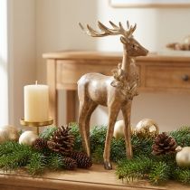 Artikel Dekorativ figur av en hjort med horn, för stående, juldekoration, 28 cm