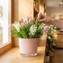 Artikel Blomkruka i glas, rosa, glashink, Ø14,5 cm, H12,5 cm