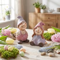 Artikel Vårtomte Pojke Flicka Par Lila Rosa H10/14cm 2 st