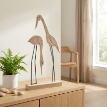 Artikel Stativ träfigur kranpar natur 27,5×13cm 2 st