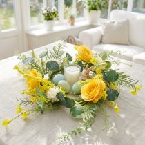 Artikel Konstgjord blomsterkrans Konstgjord blomsterkrans gul vit 42cm