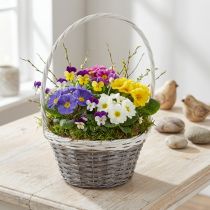 Artikel Pilkorg med handtag, grå och vit, Ø29 cm, present, blomsterdekoration