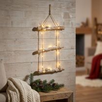 Artikel Julväggdekoration med mikro LED fairy lights, små träsnöflingor och snötäckta grenar H150cm