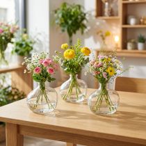 Artikel Liten glasvas modern minivas glasklar 11×6×10 cm 3 st