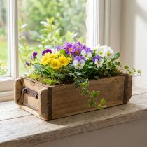 Artikel Blomkruka i trä, tegelformad, uppcycling, 32×15×10 cm