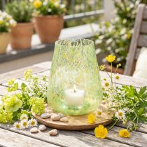 Artikel Värmeljushållare lykta glas gulgrön Ø12cm H14,5cm