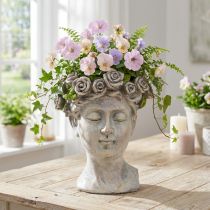 Artikel Blomkruka ansikte dambyst växthuvud betongliknande H18cm