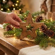 Artikel Trästjärna flammad trädekoration Julstjärna stående 15cm