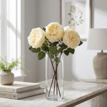 Artikel Konstgjorda rosor som äkta grädde konstgjorda blommor 48cm 3st