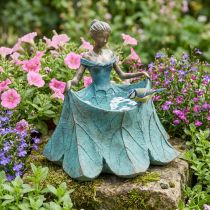 Artikel Fågelbad trädgårdsfigur tjej i blomklänning H33,5cm
