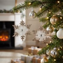 Artikel Julgransdekoration snöflinga glitterpärla 2st
