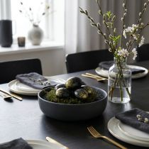 Artikel Dekorativa påskägg äkta kycklingägg svart med guldglitter H5,5–6cm 10 stycken