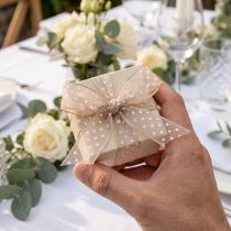 Artikel Presentband med prickar för snygga bröllopsdekorationer och kreativa förpackningar, 1,5 cm brett, 20 m långt