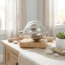Artikel Skal av metall, maritim dekoration för att placera silver, naturliga färger H15cm B18,5cm