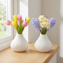 Artikel Blomvas keramisk lökform vit Ø13cm H13,5cm 2st