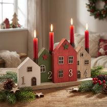 Artikel Ljushållare adventskransstavsljus hus 35cm H20cm