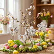 Artikel Hängande dekoration metalldekoration hjärtan och blommor vit 10cm 4 st