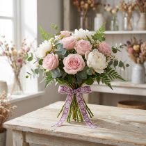 Artikel Presentband blommor dekorativt band Mauve 15mm 25m