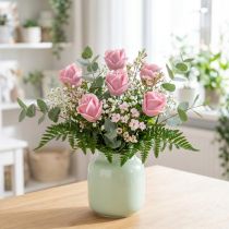 Artikel Konstgjorda rosor rosa vaxrosor dekorativa rosor vax Ø6cm 18 st