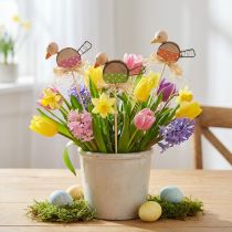 Artikel Fågel Blompropp Trä Vårdekoration Dekorativ fågel på pinne 8cm 12 st