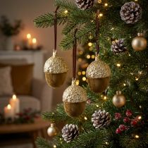 Artikel Ekollon för upphängning, advent, träddekoration, höstdekoration H6,5cm Ø4cm 6 st