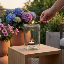 Artikel Lyktglas med värmeljushållare svart metall Ø13,5×H20cm