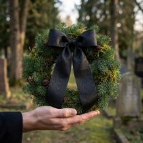 Artikel Svart kransband 125mm 25m - Elegant sorgband för blomsterdekoration och dekoration, acetatband