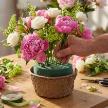 Artikel Våtblommigt skum med skål för blommor H10cm Ø16cm 2 st
