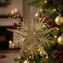 Artikel Snowflake 3D effekt guld 16cm x 15,5cm 2 st