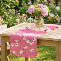 Artikel Dekoratörstyg blommar rosa 30 cm x 3m