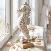 Artikel Seahorse Deco Vit Trä Maritim Dekoration Deco Figur H38cm