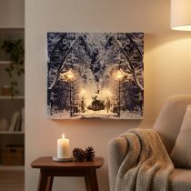 Artikel LED bild vinterlandskap park med lyktor LED väggmålning 58x38cm