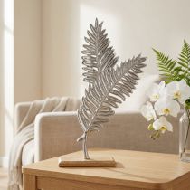 Artikel Bordsdekoration metalldekor ormbunke silver trä H54cm B37cm