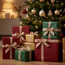 Artikel Julband “Ho Ho Ho” presentband beige 15mm 15m