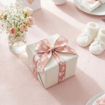 Artikel Presentband för babyfötter, dopdekoration, rosa band, 25mm, 16m