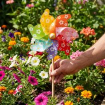 Artikel Trädgårdsstake väderkvarn pinwheel trädgårdsdekoration färgglad Ø31cm H75cm