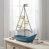 Artikel Lykta metallskepp maritim dekoration blå 38x14x55cm
