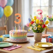 Artikel Nummerpluggar födelsedag 3 blompluggar trä 27,5 cm 16 st