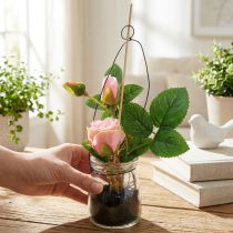 Artikel Rose i ett glas Rosa H23cm