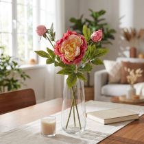 Artikel Pioner Siden Blommor Konstgjorda Blommor Rosa Gul 68cm