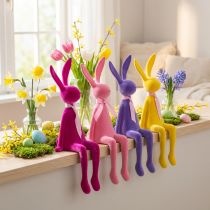 Artikel Påskharehylla, flockad, blandad, 36 cm, 4 stycken