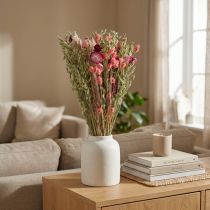 Artikel Torkad blombukett, halmblommor, säd, vallmokapsel, Phalaris, rörsvamp, 55 cm