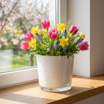 Artikel Blomkruka i glas vit plantering glasbalja Ø14,5cm H12,5cm
