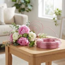 Artikel Aluminiumtråd Ø2mm 500g 60m i rosa - Flexibel, mångsidig för blomsterhandel, gör-det-själv och dekoration