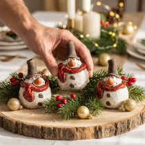 Artikel Keramisk snögubbefigur, vit, 6,9cm – vinterjuldekoration – 6 st